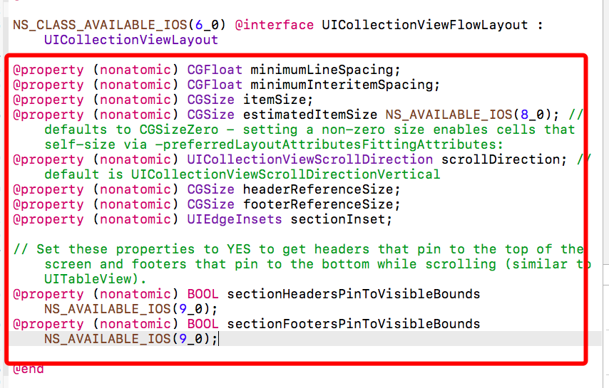 UICollectionViewFlowLayout属性